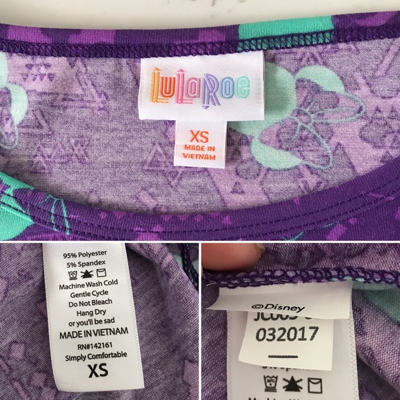 🏝️ Lularoe Disney Minnie Mouse Irma Top Purple • XS - Picture 5 of 5